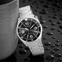 Citizen Eco-Drive Sport Black Dial Stainless Steel Bracelet Watch | AW