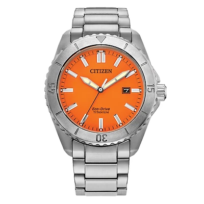 Citizen Eco-Drive Brycen Orange Dial Super Titanium Watch | AW1840-50X