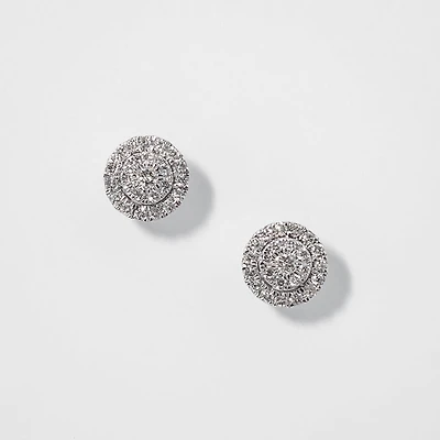 Round Cluster Diamond Stud Earrings in 10K White Gold (0.33 ct tw)