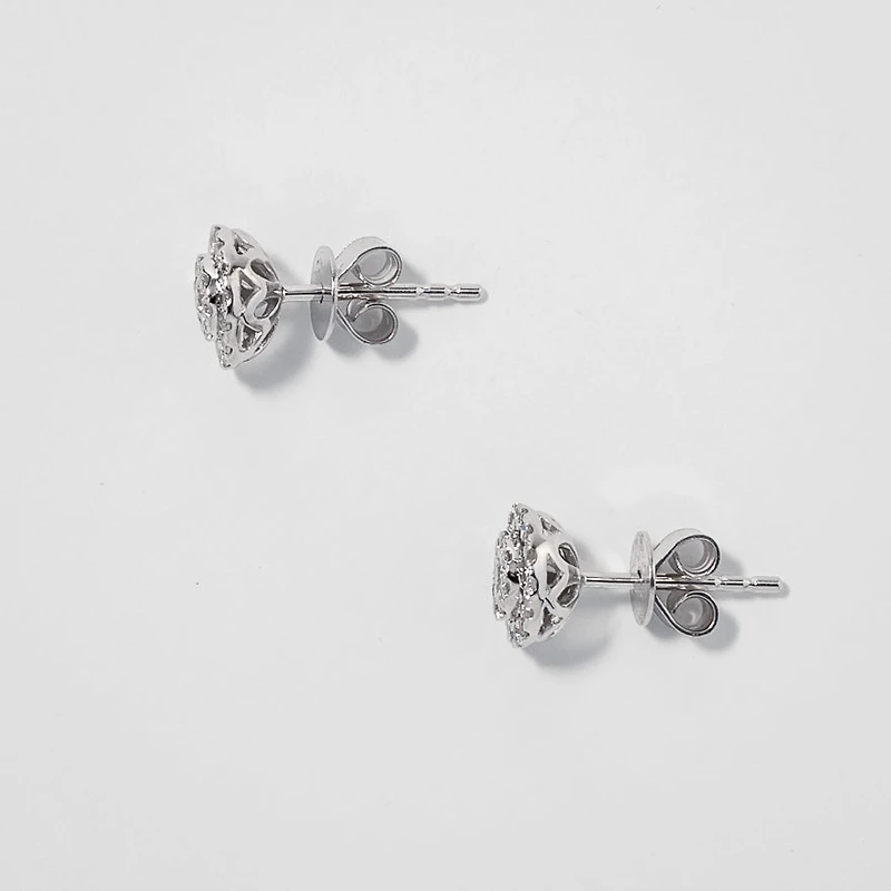 Round Cluster Diamond Stud Earrings in 10K White Gold (0.33 ct tw)