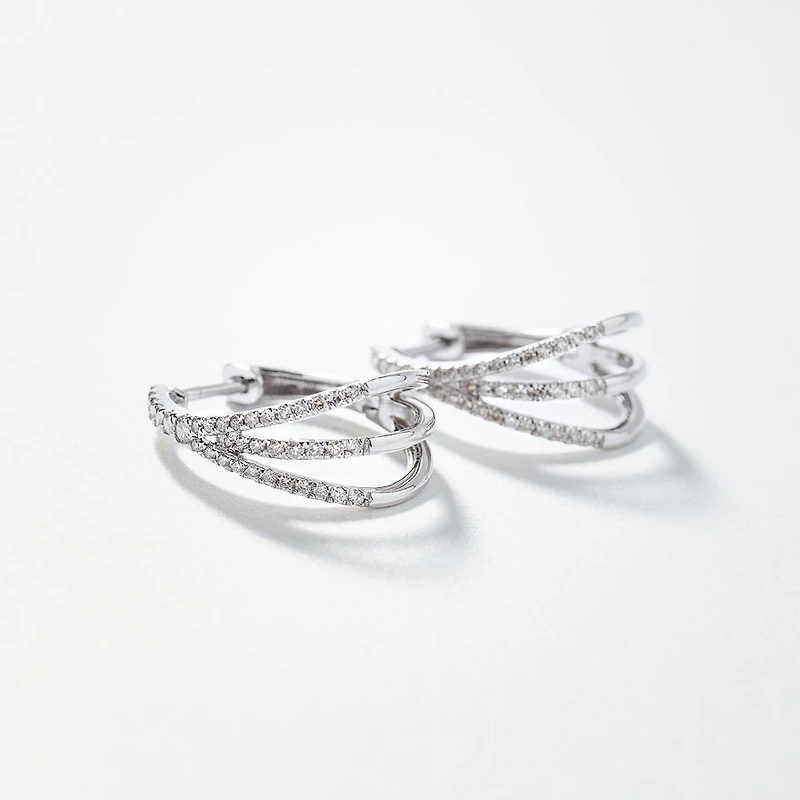 Split Hoop Diamond Earrings in 10K White Gold (0.50 ct tw)