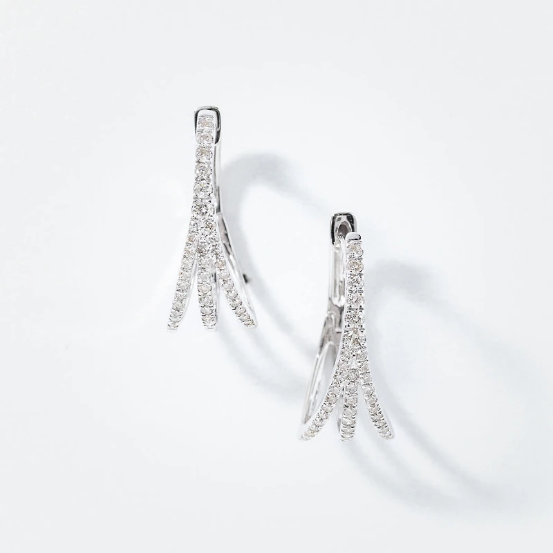 Split Hoop Diamond Earrings in 10K White Gold (0.50 ct tw)