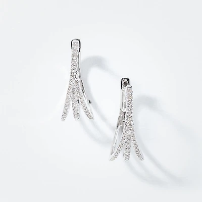 Split Hoop Diamond Earrings in 10K White Gold (0.50 ct tw)
