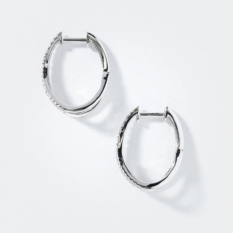 Split Hoop Diamond Earrings in 10K White Gold (0.50 ct tw)
