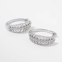 Diamond Cluster Hoop Earrings in 10K White Gold (1.00 ct tw)