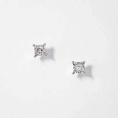 Miracle Mark Diamond Solitaire Stud Earrings in 10K White Gold (0.15ct