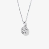 Diamond Cluster Necklace in 10K White Gold with Chain (0.17ct tw)