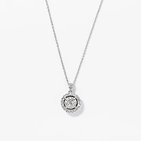 Double Halo Diamond Necklace in 10K White Gold with Chain (0.38ct tw)