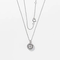 Double Halo Diamond Necklace in 10K White Gold with Chain (0.38ct tw)