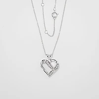 Diamond Cluster Heart Shaped Pendant in 10K White Gold (0.06 ct tw)