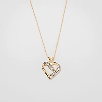 Diamond Cluster Heart Shaped Pendant in 10K Yellow Gold (0.06 ct tw)