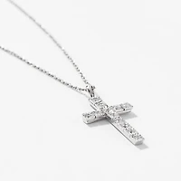 Diamond Cross Pendant Necklace in 10K White Gold (0.15 ct tw)