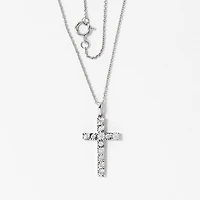 Diamond Cross Pendant Necklace in 10K White Gold (0.15 ct tw)