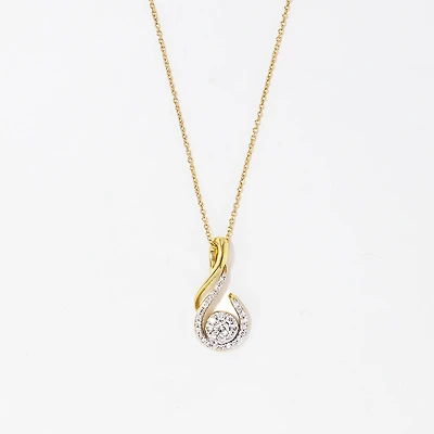 Diamond Cluster Pendant in 10K Yellow and White Gold (0.35 ct tw)
