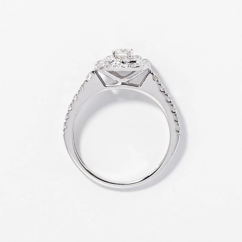 Double Halo Diamond Ring 14K White Gold (0.74ct tw)