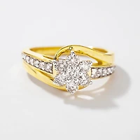 Flower Cluster Diamond Ring 10K Yellow Gold (0.62ct tw)