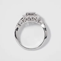 Halo Diamond Cluster Engagement Ring 10K White Gold (0.80ct tw)