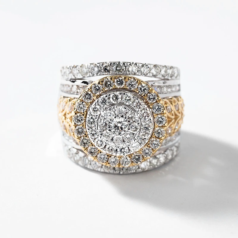Diamond Dinner Ring 10K White and Yellow Gold (3.00 ct tw)
