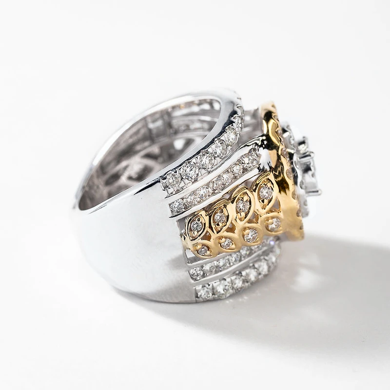 Diamond Dinner Ring 10K White and Yellow Gold (3.00 ct tw)