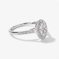 Oval Diamond Cluster Ring 10K White Gold (0.40ct tw)
