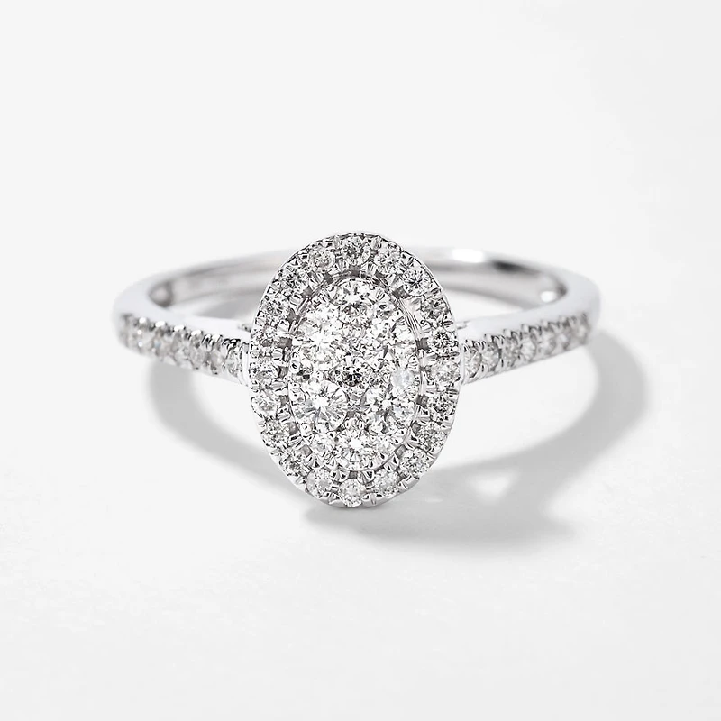 Oval Diamond Cluster Ring 10K White Gold (0.40ct tw)
