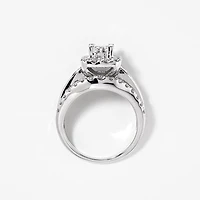 Halo Diamond Cluster Engagement Ring 14K White Gold (2.00ct tw)