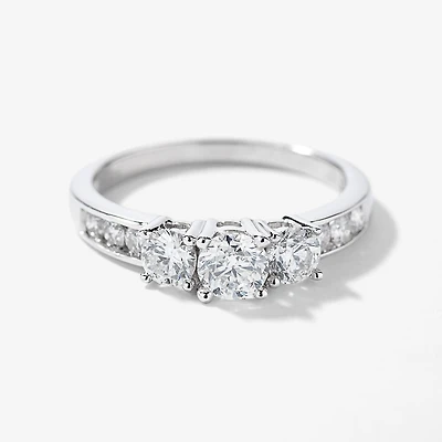 Three-Stone Diamond Engagement Ring 10K White Gold (0.95 ct tw)