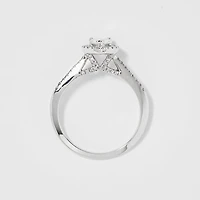Pear Shape Diamond Halo Engagement Ring 14K White Gold (0.75ct tw)