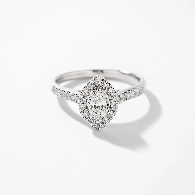 Marquise Diamond Ring 10K White Gold (0.50 ct tw)