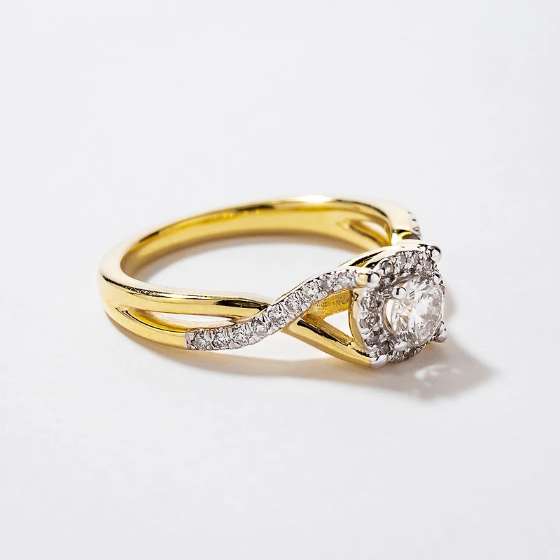Infinity Twist Engagement Ring 10K Yellow and White Gold (0.50 ct t