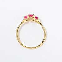 Three Stone Ruby Ring 10K Yellow Gold