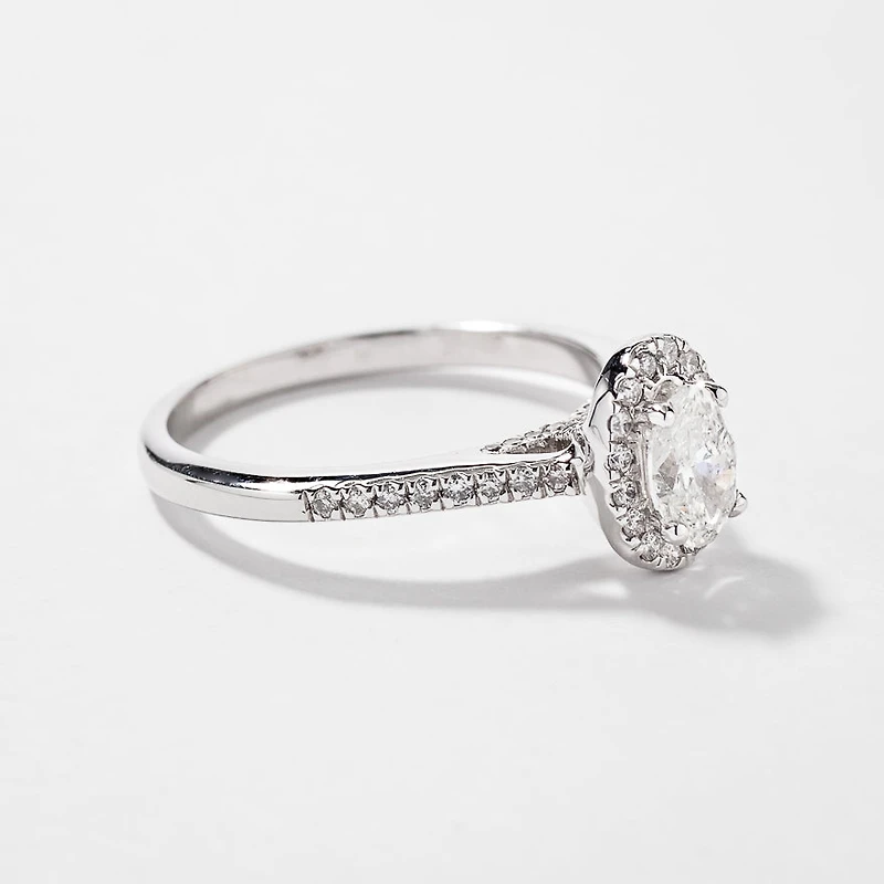 Oval Cut Diamond Engagement Ring 14K White Gold (0.75 ct tw)