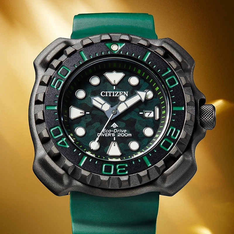 Citizen Eco-Drive Promaster Diver Green Dial Polyurethane Strap | BN02