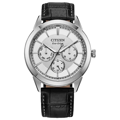 Citizen Eco-Drive Classic Silver-Tone Dial Leather Strap Watch | BU211