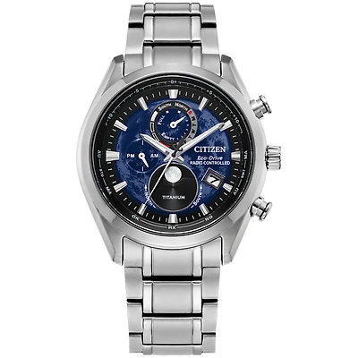 Citizen Eco-Drive Tsuki-yomi A-T Blue Dial Super Titanium Bracelet | B