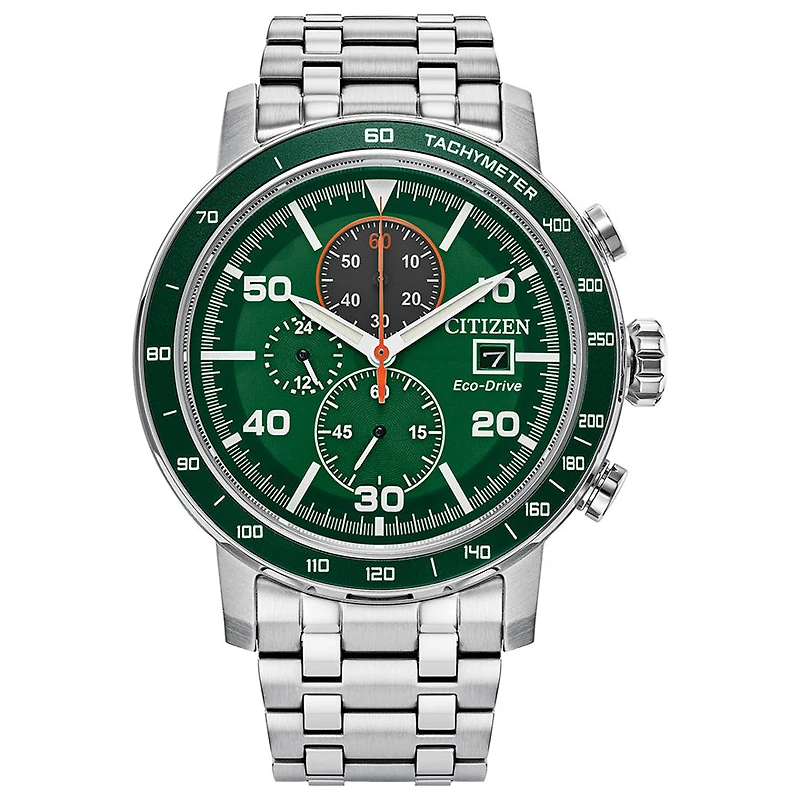 Citizen Eco-Drive Brycen Men's Chronograph Watch Green Dial 44mm | CA0