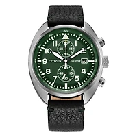 Citizen Eco-Drive Sport Casual Green Dial Leather Strap Watch | CA7041