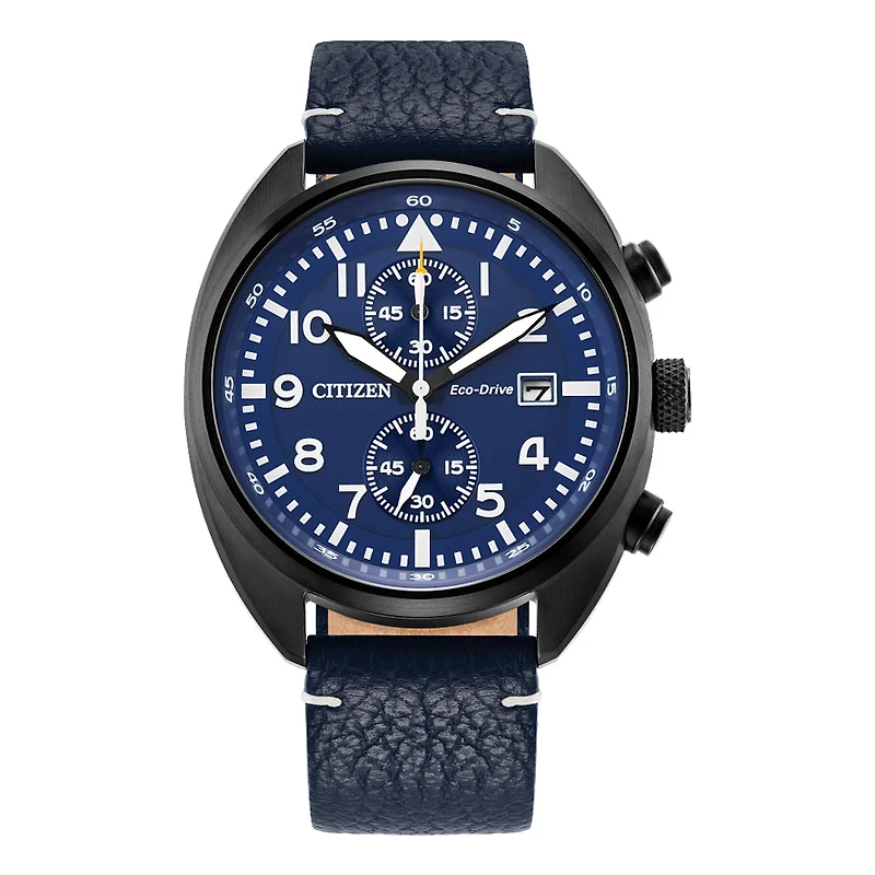 Citizen Eco-Drive Sport Casual Blue Dial Leather Strap Watch | CA7048-