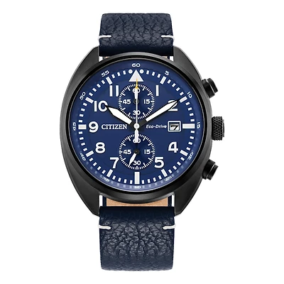 Citizen Eco-Drive Sport Casual Blue Dial Leather Strap Watch | CA7048-