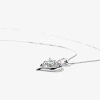 Heart Shaped Aquamarine Diamond Necklace in 10K White Gold