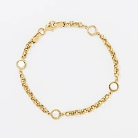 Cable Bracelet with Mother of Pearl Charms in 10K Yellow Gold