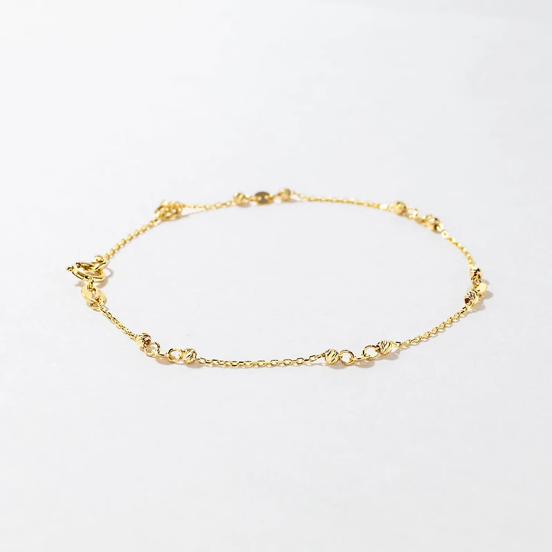 10K Yellow Gold Bracelet with Diamond Cut Balls