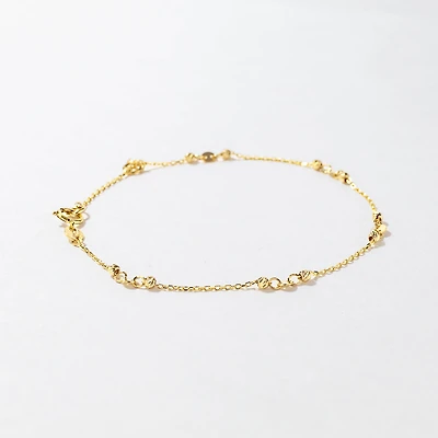 10K Yellow Gold Bracelet with Diamond Cut Balls