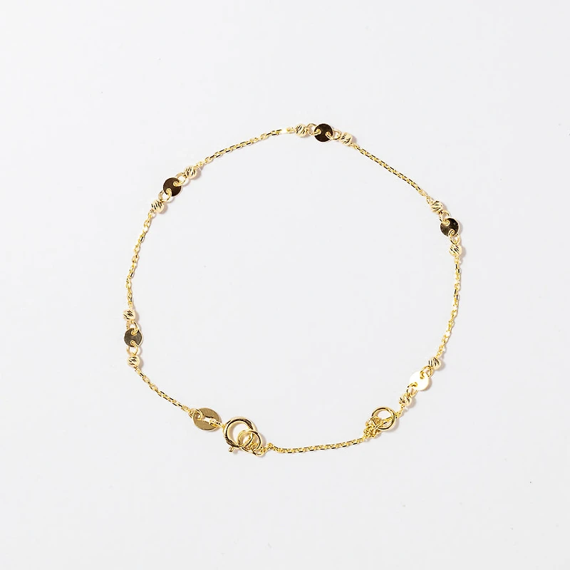 10K Yellow Gold Bracelet with Diamond Cut Balls