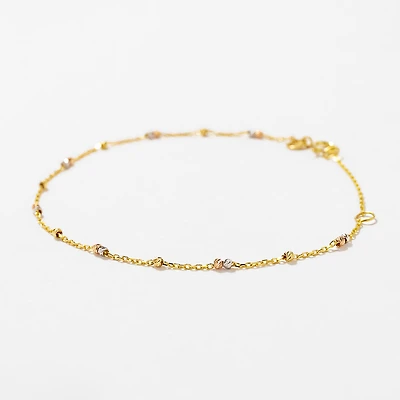 Diamond Cut Ball Bracelet in 10K Tri-Coloured Gold