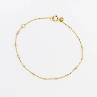 Diamond Cut Ball Bracelet in 10K Tri-Coloured Gold