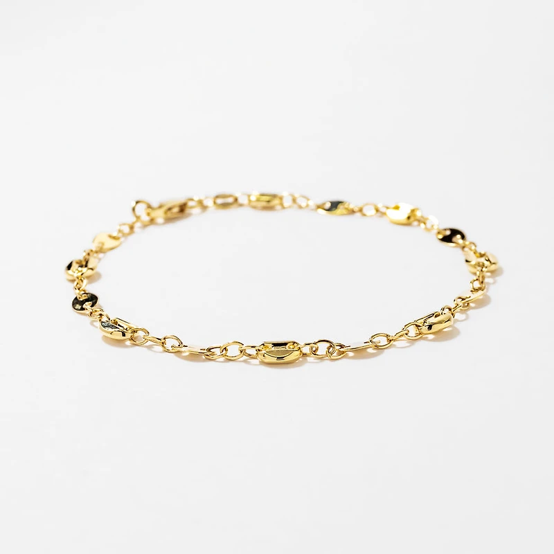 Puff Mariner Bracelet in 10K Yellow Gold