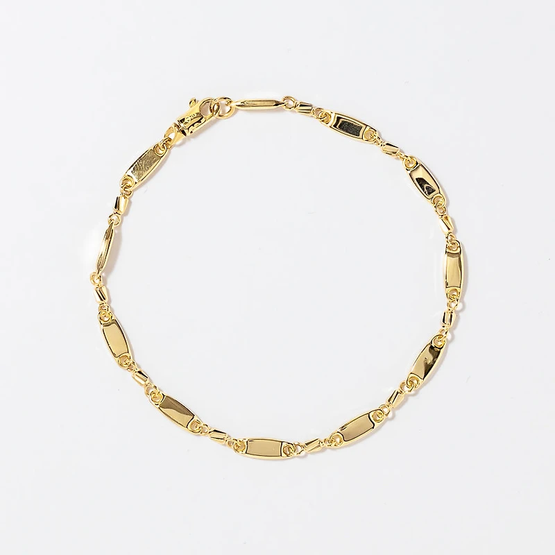 10K Yellow Gold Link Plate Bracelet