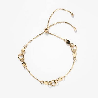 Circle Link Bolo Bracelet in 10K Yellow Gold