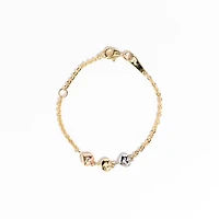 Puff Heart Bracelet in 10K Yellow White and Rose Gold